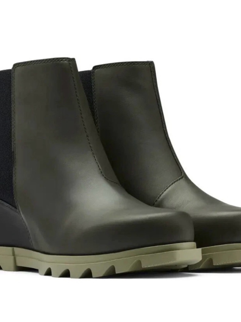 SOREL Joan of Arctic III Waterproof Wedge Chelsea Boot US 8.5 Dark Moss Sage